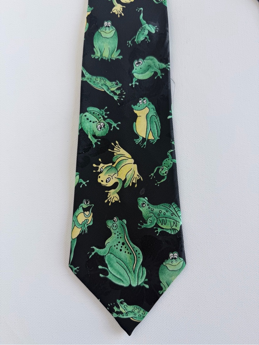 A. Rogers Frog II Novelty Tie Green Frogs Black Biology Teacher Necktie
